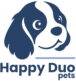 Logo représentant une tête de chien avec écrit Happy Duo pets